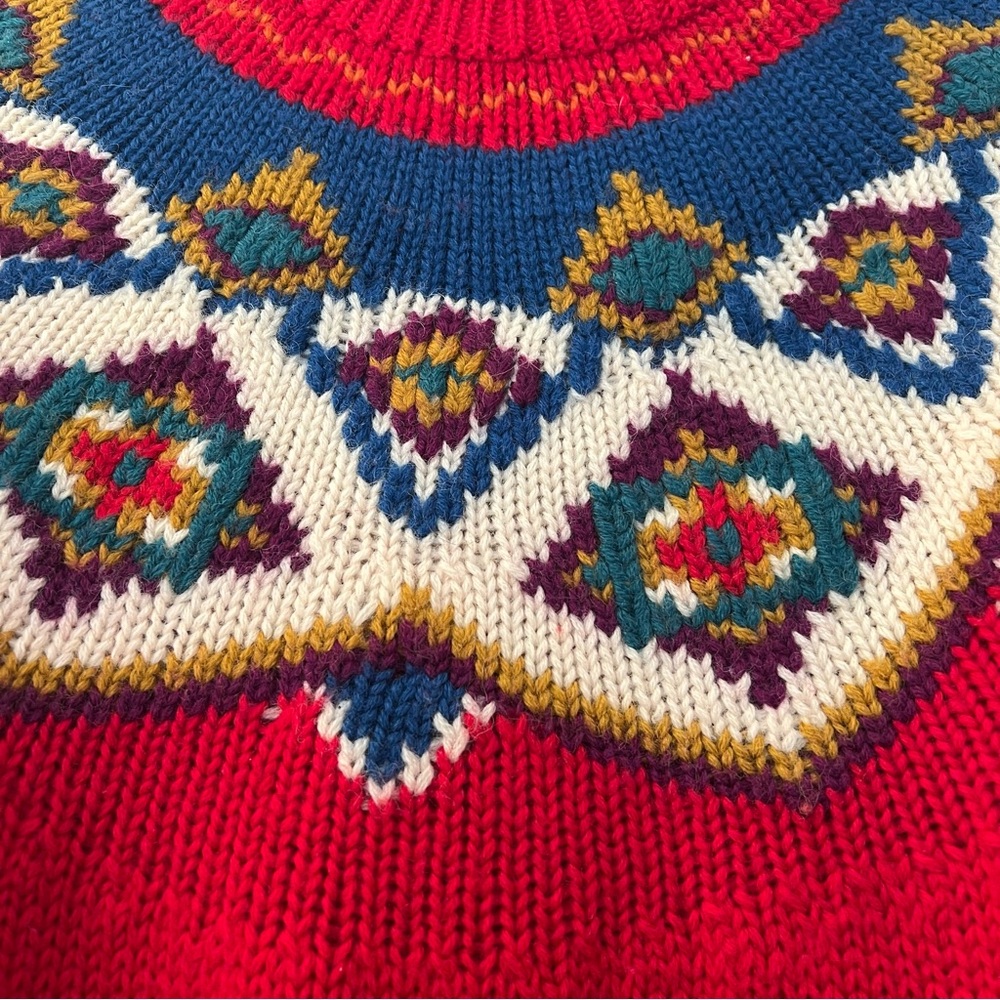 Red Patterned Women's Sweater - Picture 2 of 5